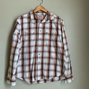 Wrangler Western Pearl Snap Long Sleeve Button Up Plaid Shirt Big Stitches